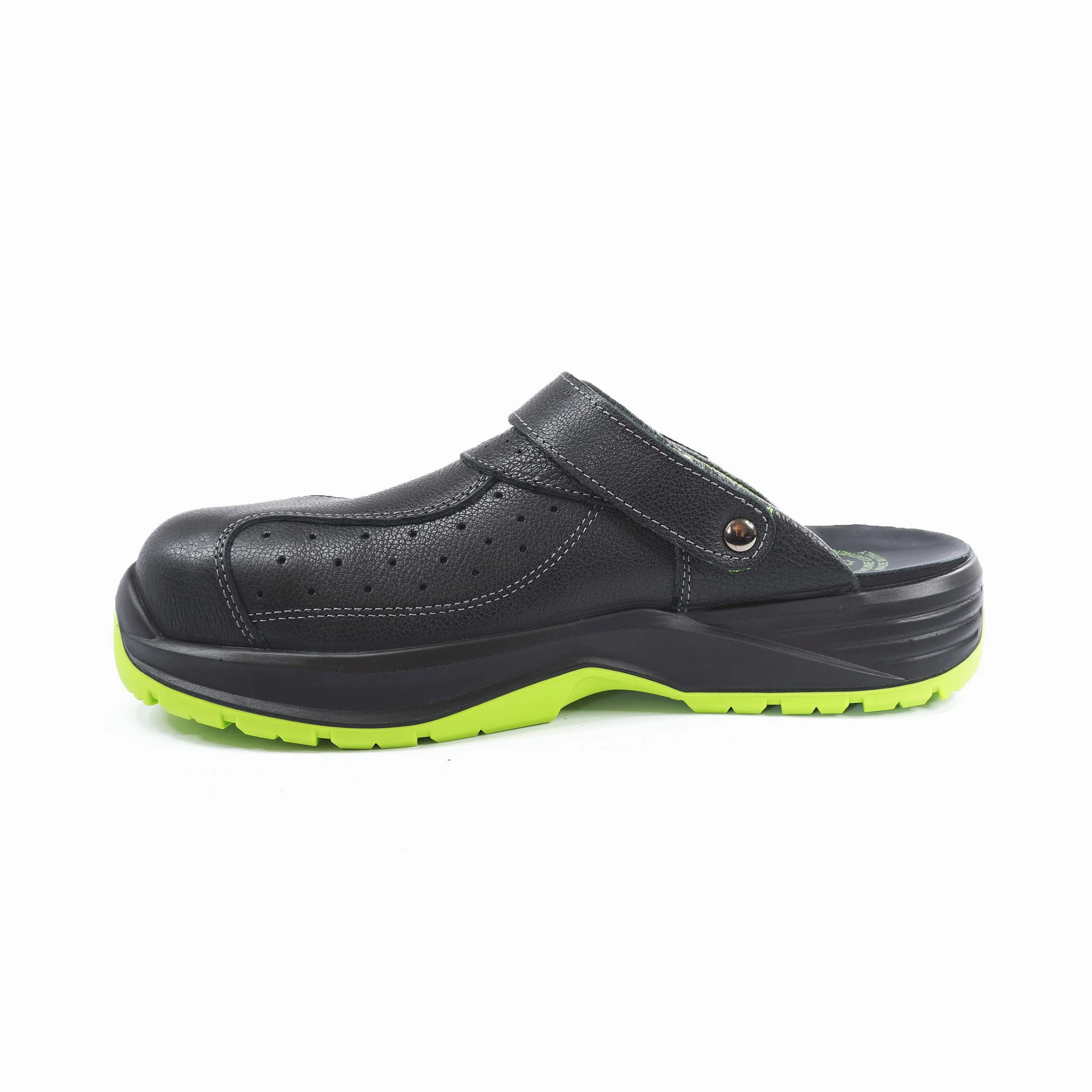 EUROROUTIER Premium Fenix Negro Cuero Genuino, Zuecos, Zapatillas, Chanclas de Seguridad Certificado SB+A+E+FO+SRC, Color Negro