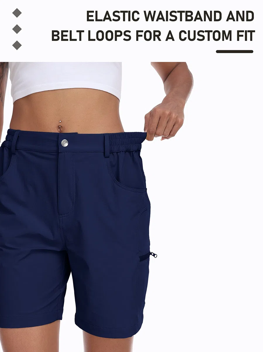 MoFiz Pantalones Cortos Cargo Mujer Hiking Shorts Ligeros Elasticos Trekking Pants de Trabajo Impermeable con Bolsillos
