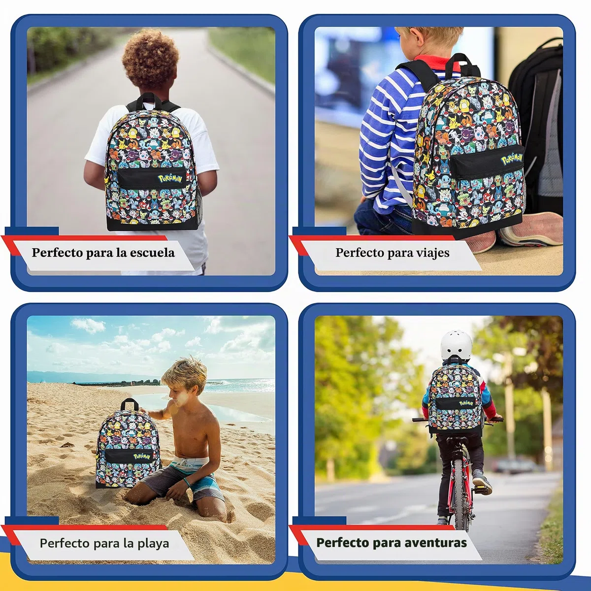 Pokémon Mochilas Escolares Pikachu Pokeball Mochila Escolar Niño Adolescente Bolso Escolar Viaje Colegio Deporte Anime Regalo para Niños