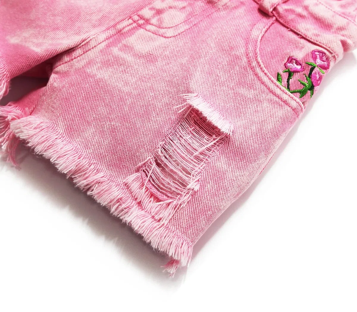 KIDSCOOL SPACE Pantalones cortos de mezclilla de moda rasgados para bebés y niños pequeños con bolsillo grandes