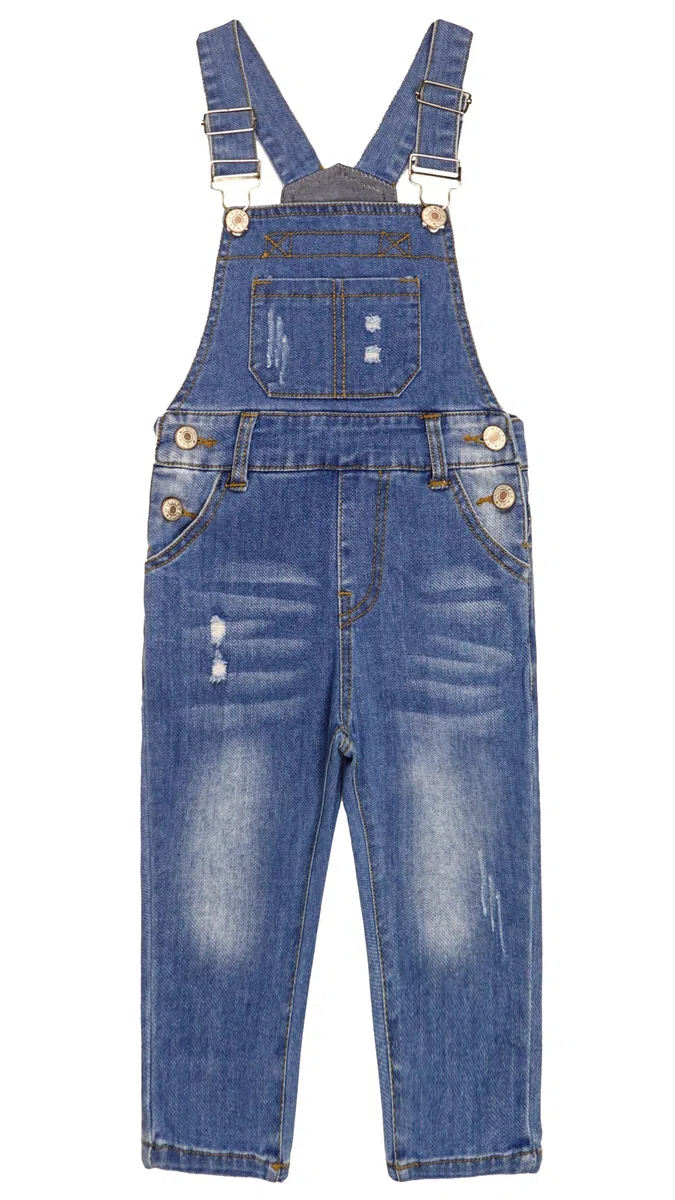 KIDSCOOL SPACE Baby Little Boys Slim Fit Jeans, overol mezclilla moda bolsillo babero grande rasgado
