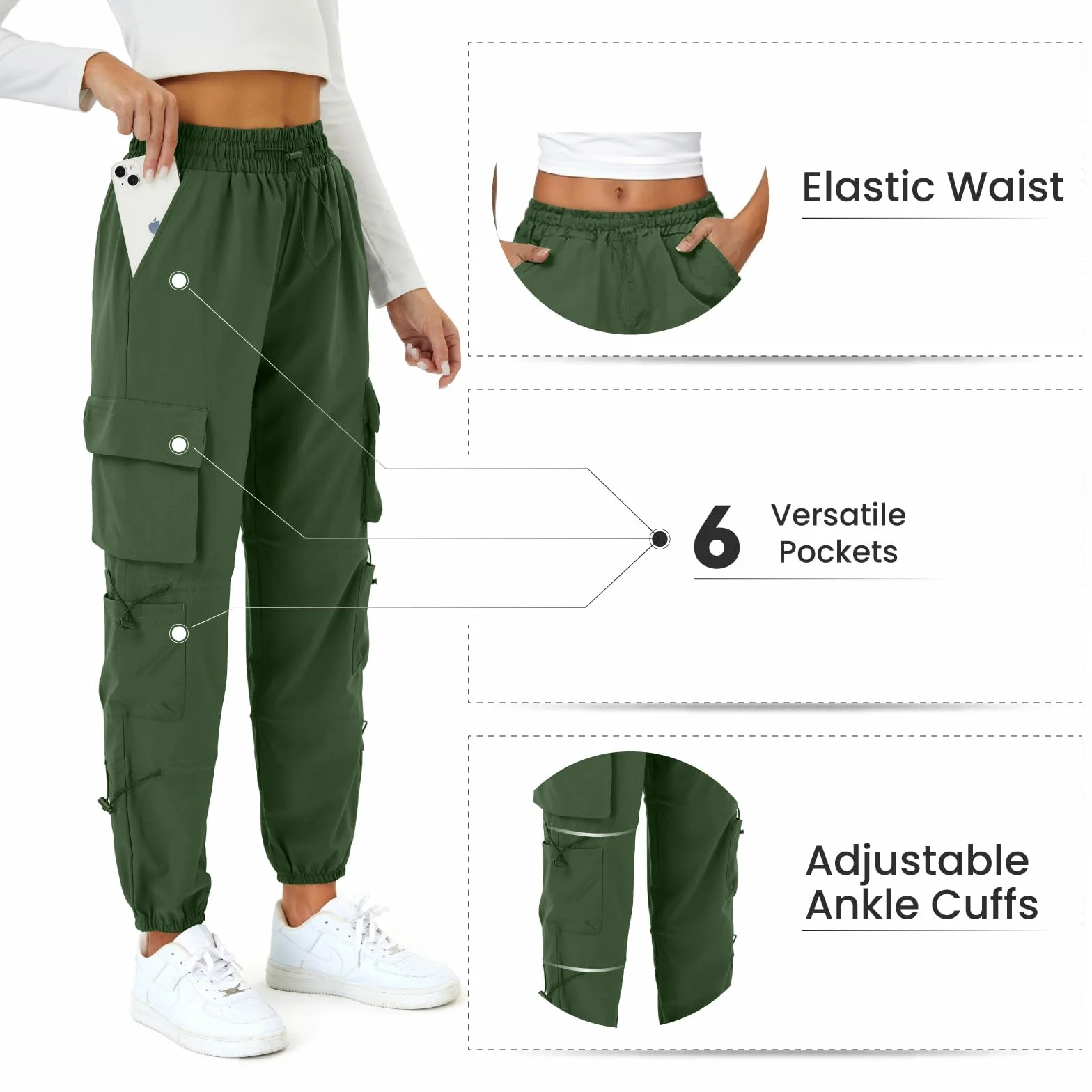 Friptspyg de Trabajo Pantalones Mujeres Impermeables y Ajustables Pantalones de Jogging al Aire Libre
