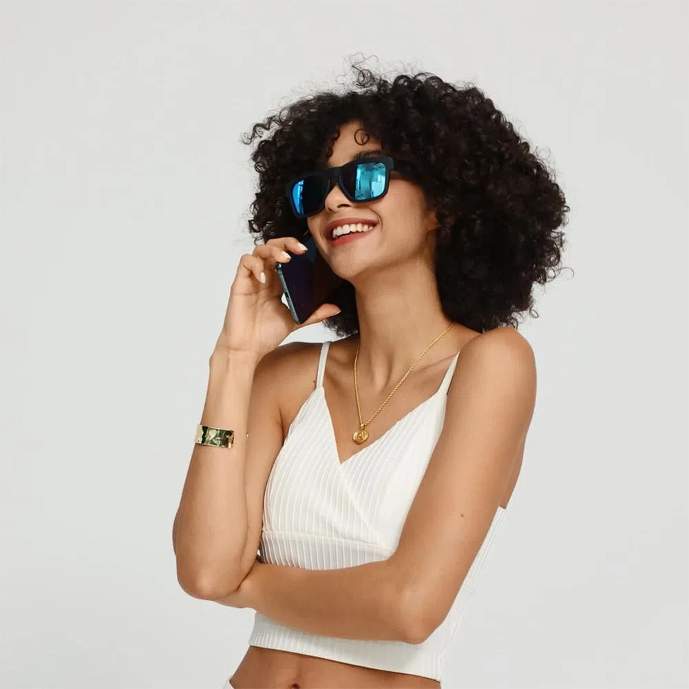 OhO sunshine Gafas de Sol de Audio Resistentes al Agua, Gafas de Sol Bluetooth de Moda para Escuchar música y Hacer Llamadas telefónicas, Lente polarizada UV400