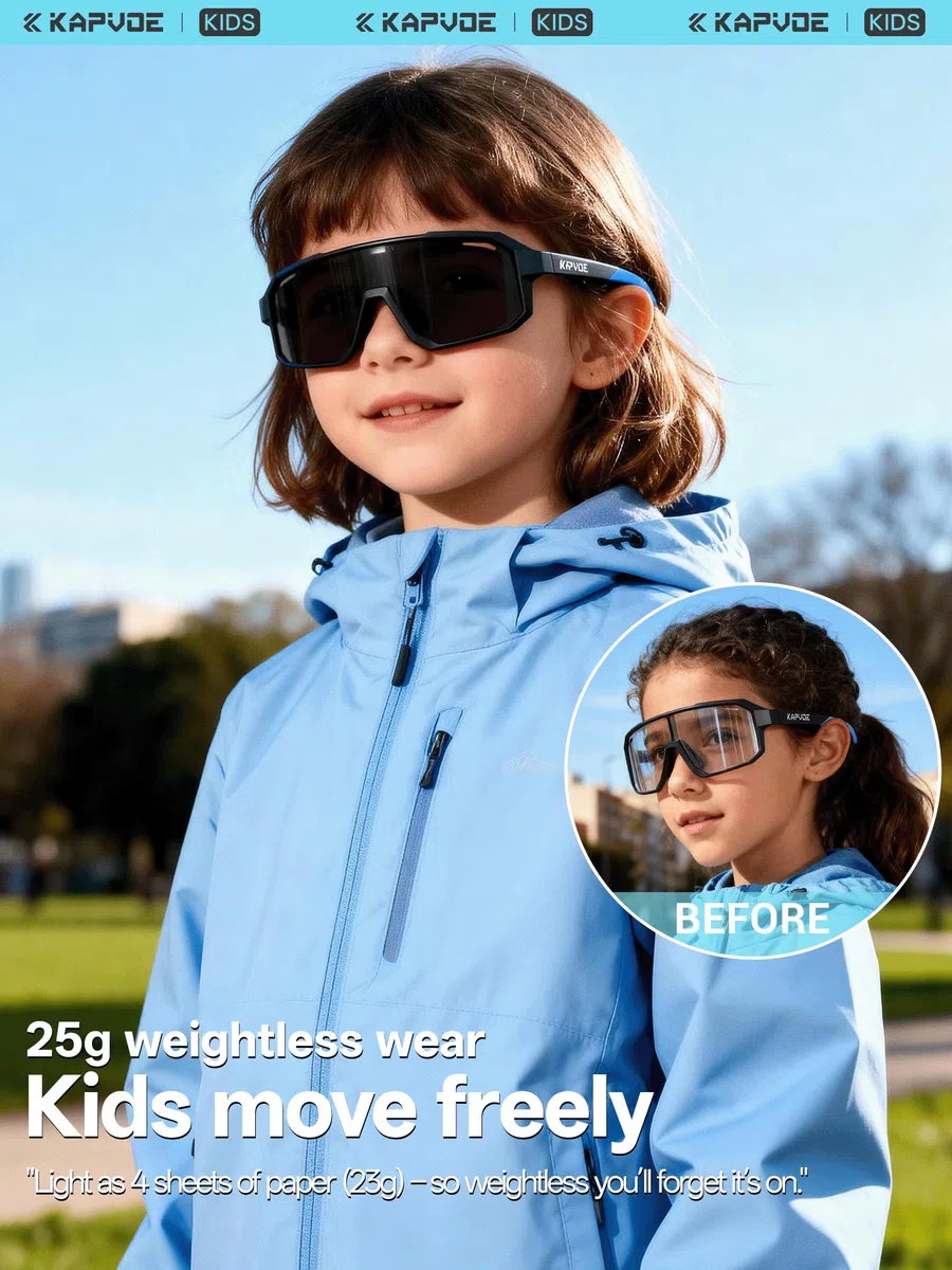 KAPVOE Gafas de sol Polarizadas para Niños Gafas de Ciclismo Juvenil Softball Béisbol Tenis Montura TR90 K9029