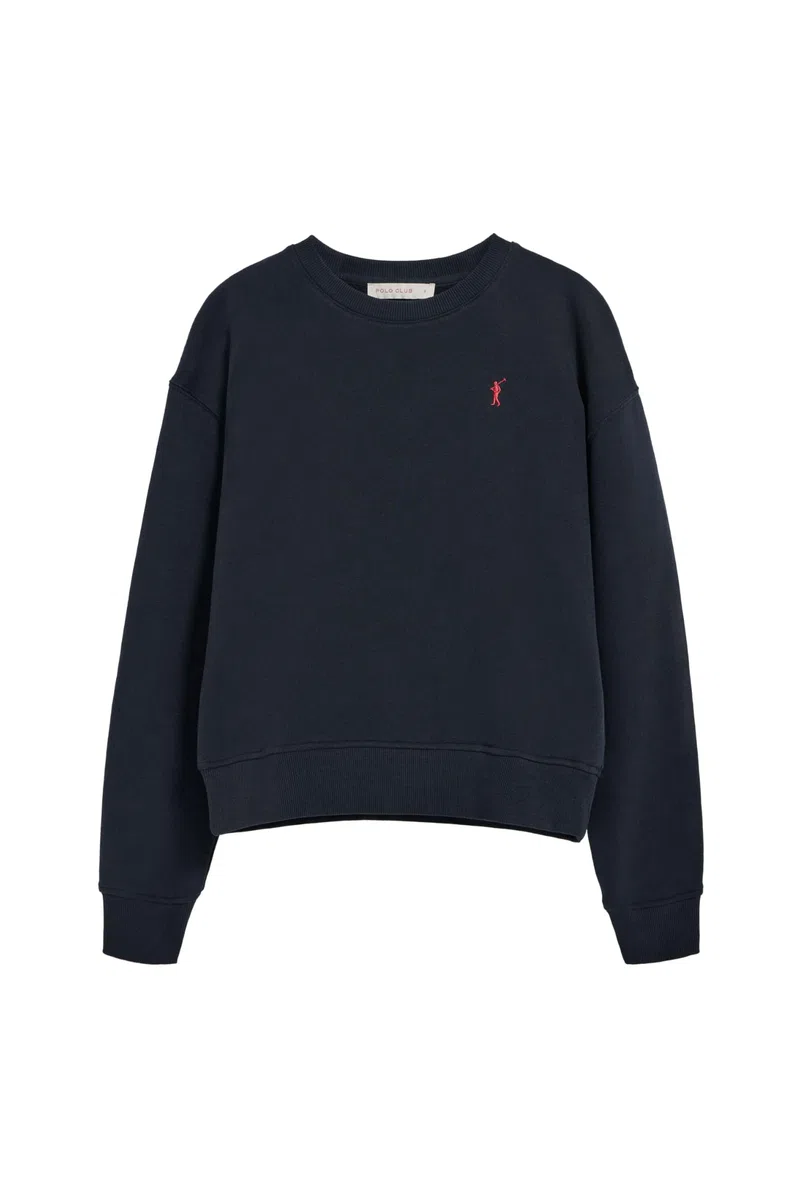 Polo Club Sudadera de Cuello Redondo para Mujer 100% Algodón - Sweatshirt Manga Larga con Logo Bordado
