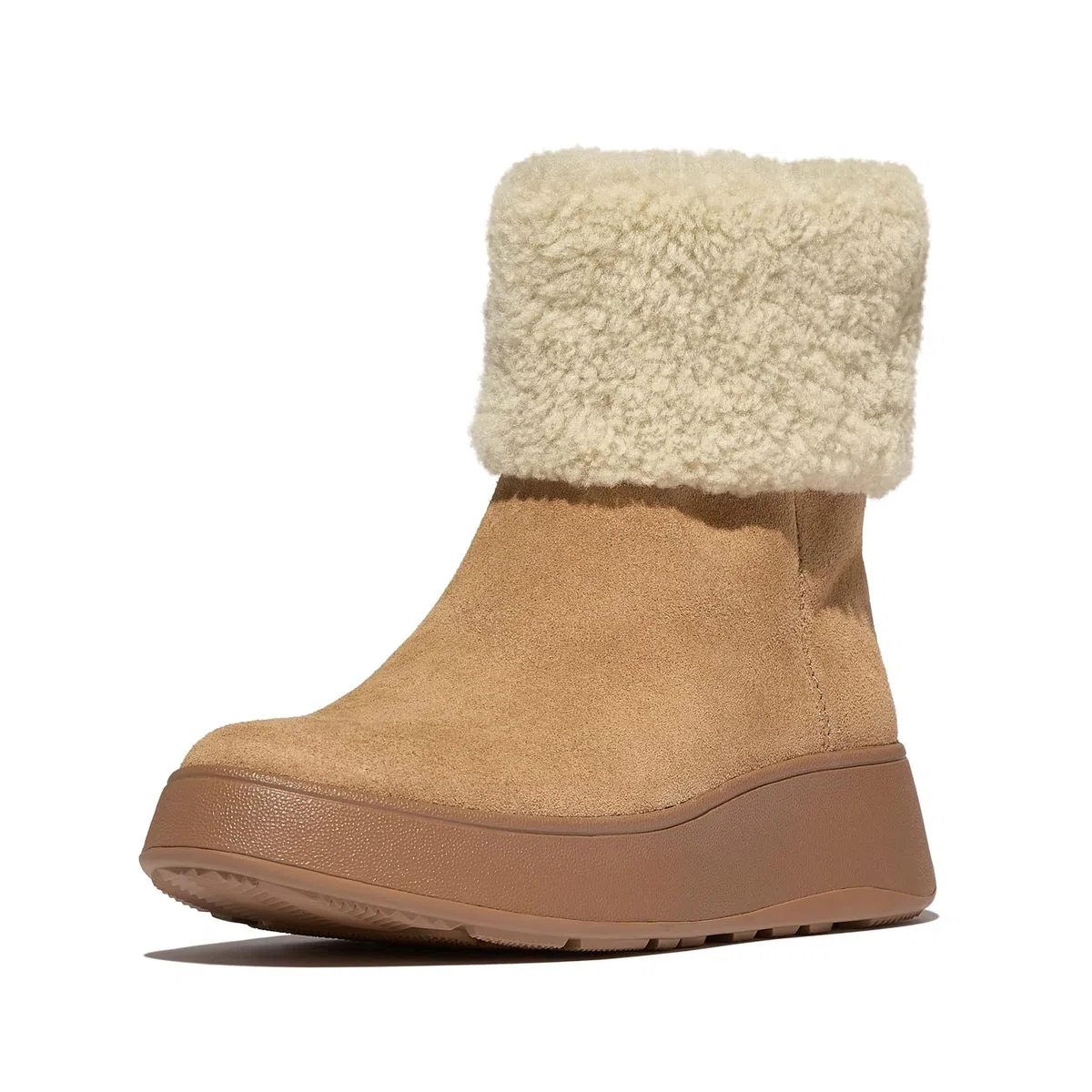 Fitflop F-Mode Shearling-Collar Zip-up Suede Ankle Boots, Botas Cortas al Tobillo Mujer