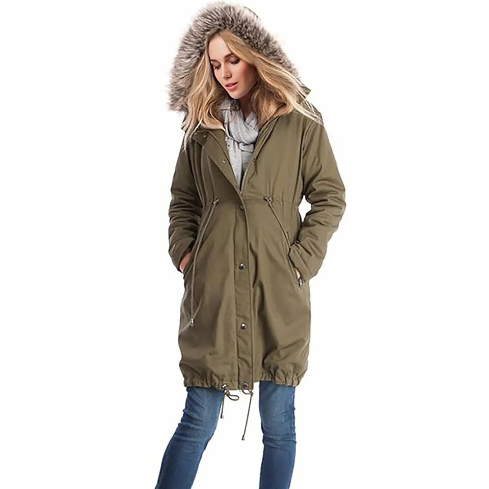 Abrigos de Invierno para Mujer Chaqueta Larga de Algodón Oversize para Embarazadas Moda para Embarazadas Chaqueta de Invierno Monocromática Chaqueta Cálida para Embarazadas Multifuncional 3 en