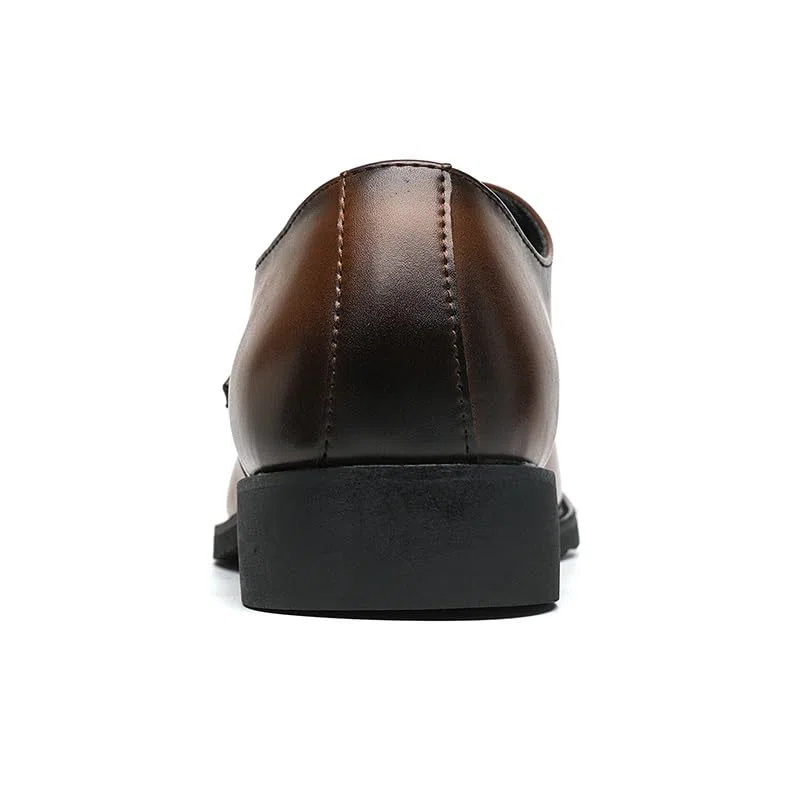 Zapatos de vestir para hombre, punta redonda bruñida, piel sintética, correa de monje, puntera baja, suela de goma antideslizante, tacón de bloque, trabajo antideslizante