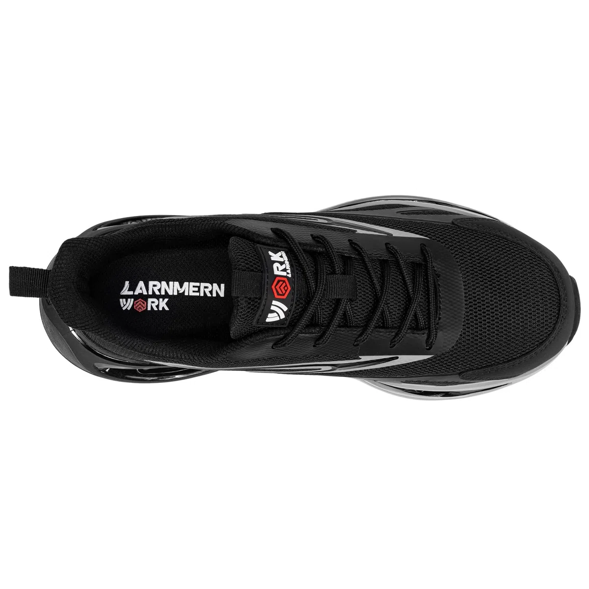 LARNMERN Zapatos de Seguridad Mujer Zapatillas de Seguridad Amortiguación Ligeros Comodidad Transpirabilidad Moda Zapatos de Trabajo(Negro Gris,35.5EU)