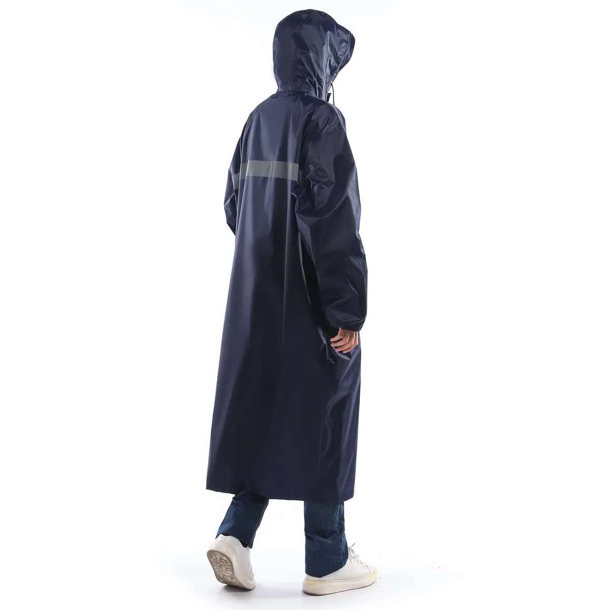 Hombre Chubasquero Plegable Reutilizable con Capucha Largo Impermeable Poncho de Lluvia con Tiras Reflectantes Impermeables Chaquetas