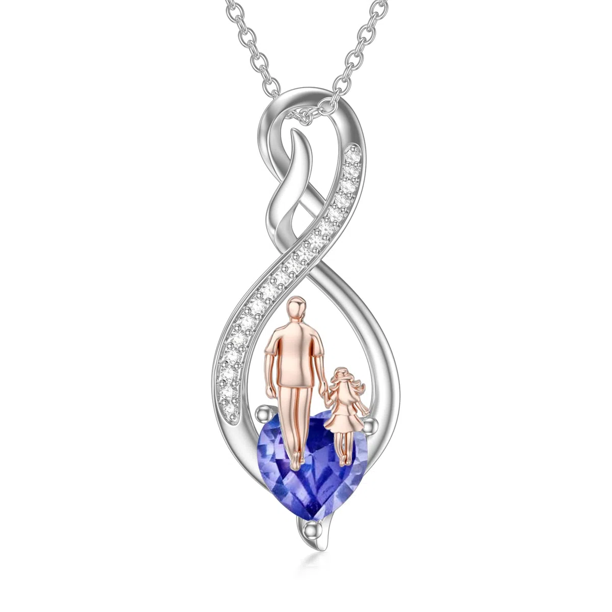 Collar para hija de Papá Mum de plata de ley para padre e hija, colgante de corazón infinito para hija, Plata esterlina