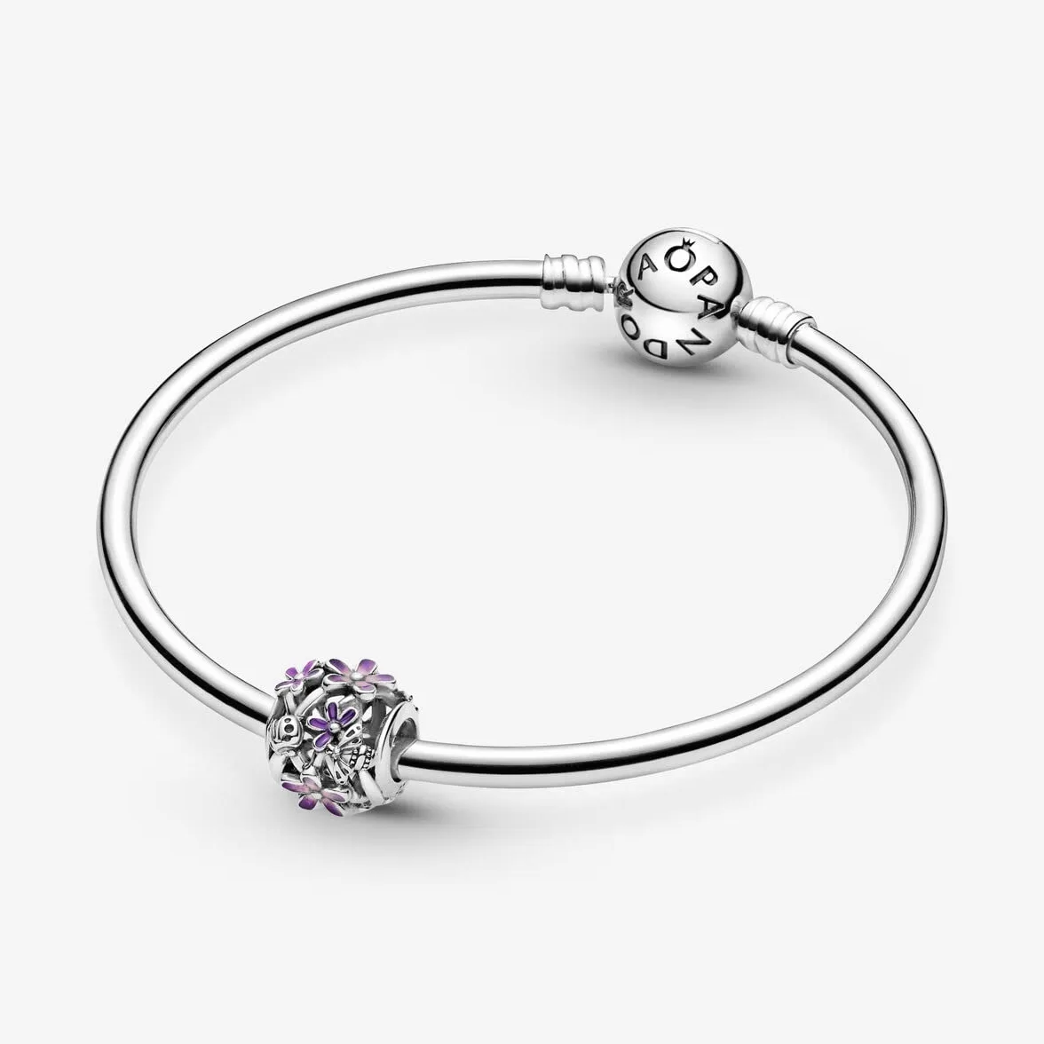 Pandora Moments Women's Sterling Silver Openwork Purple Daisy Charm