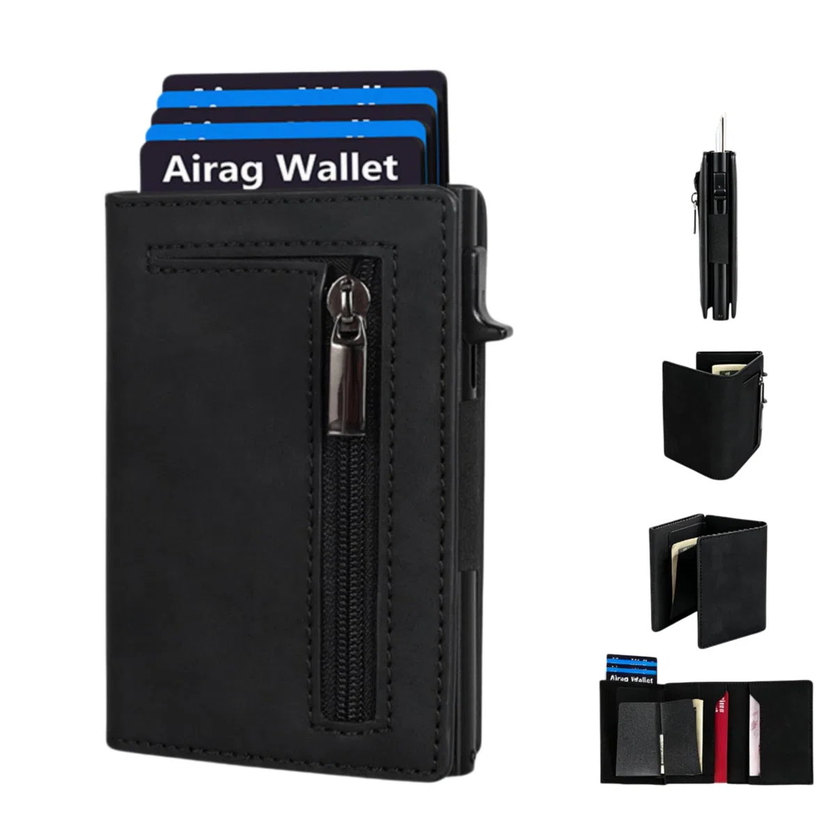 Cartera Lorcea Wallet 2.0,Billetera Ultrafina, Diseño Compacto Emergente (Negro)