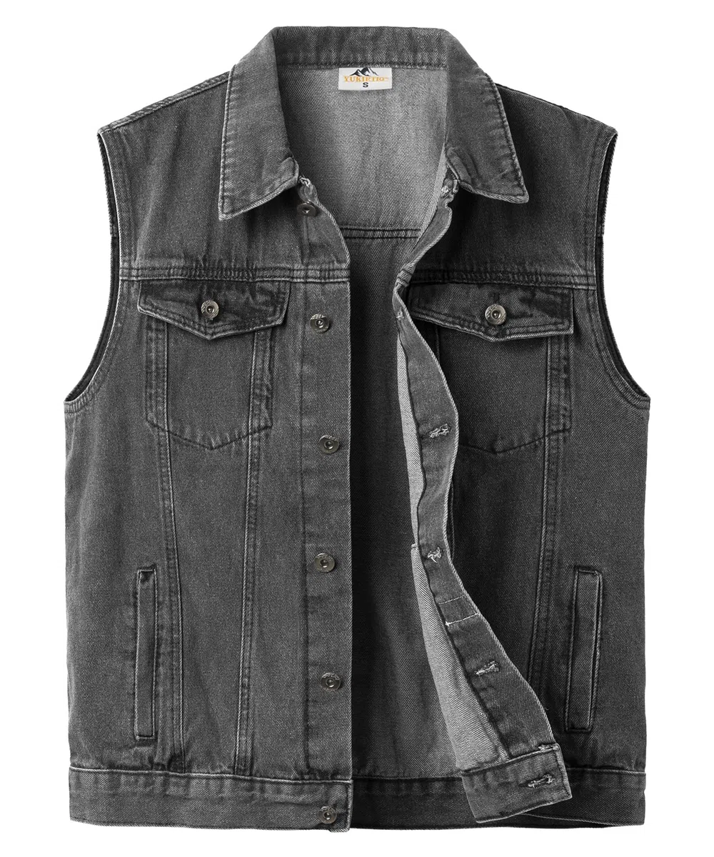 Chaleco de Jeans para Hombre Chaleco Vaquero Moto Chaqueta Tejana Sin Mangas Colete de Tela