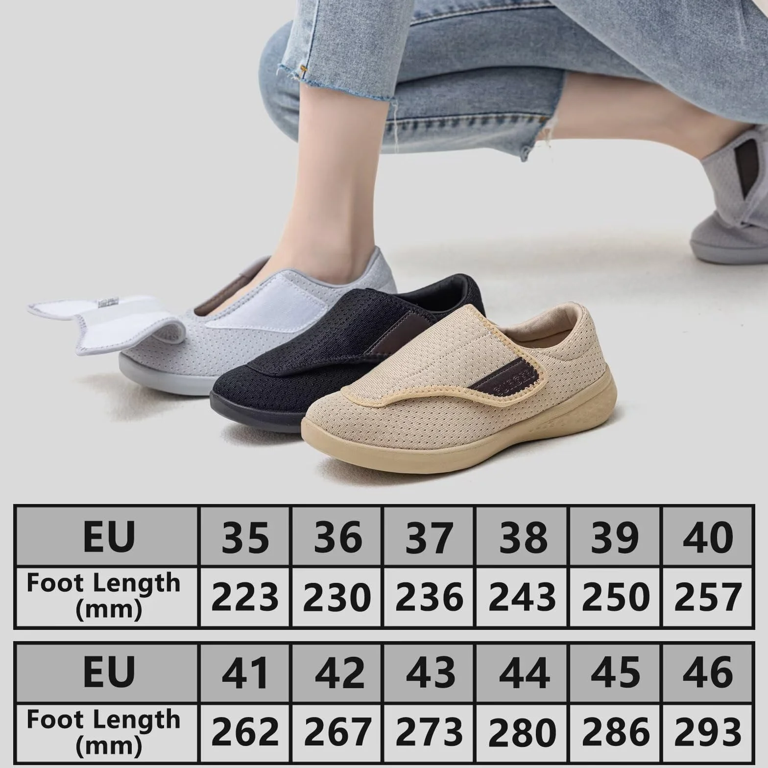 Zapatillas Diabéticos para Mujer Hombre Extra Anchas Ajustable Ortopédico Zapatos Respirable Pantuflas