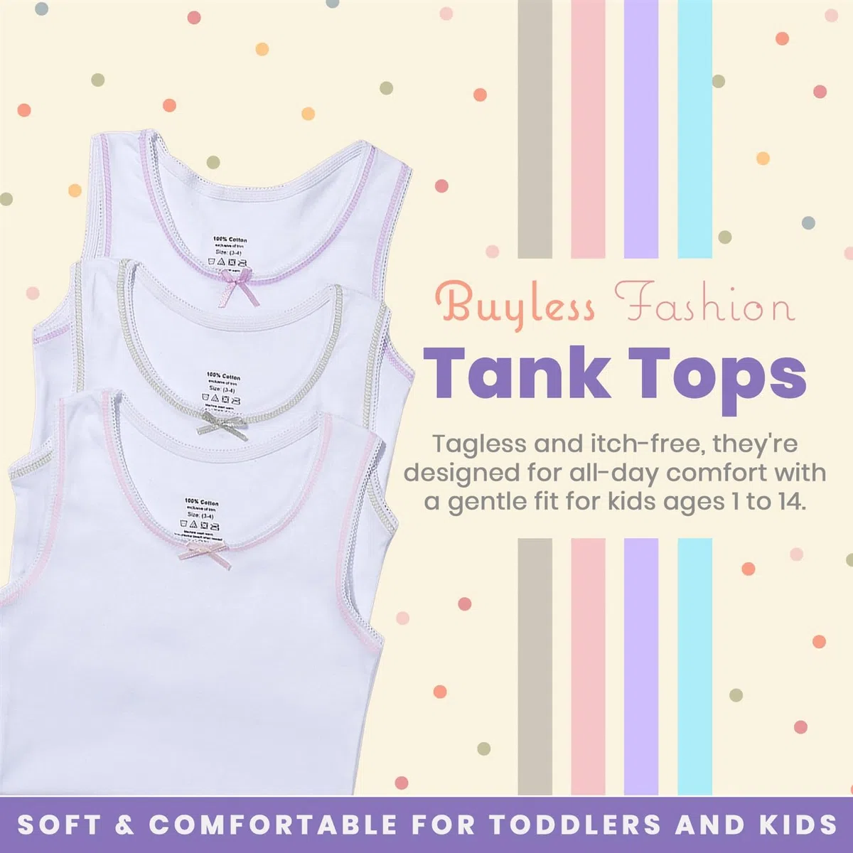 Buyless Fashion Camisetas sin Mangas para niños de algodón Suave, (Pack 4)