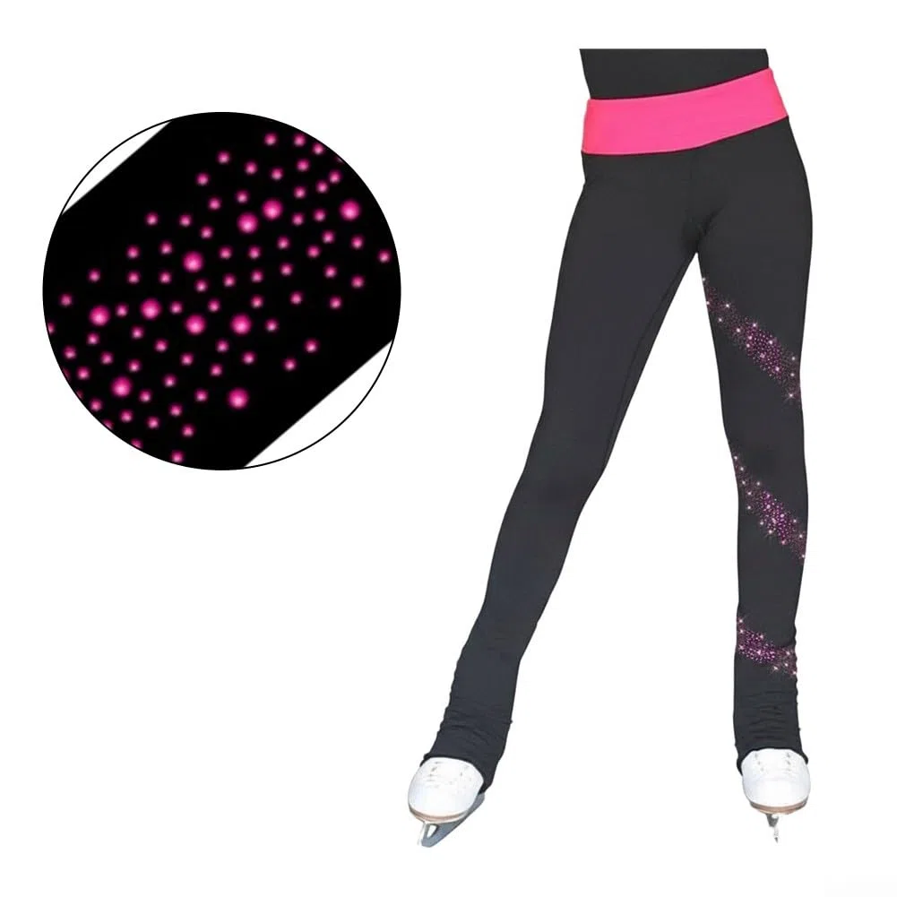Pantalones para patinaje artístico para niños y adultos, leggings térmicos de forro polar negro, mallas de yoga para bailar, suaves y agradables a la piel