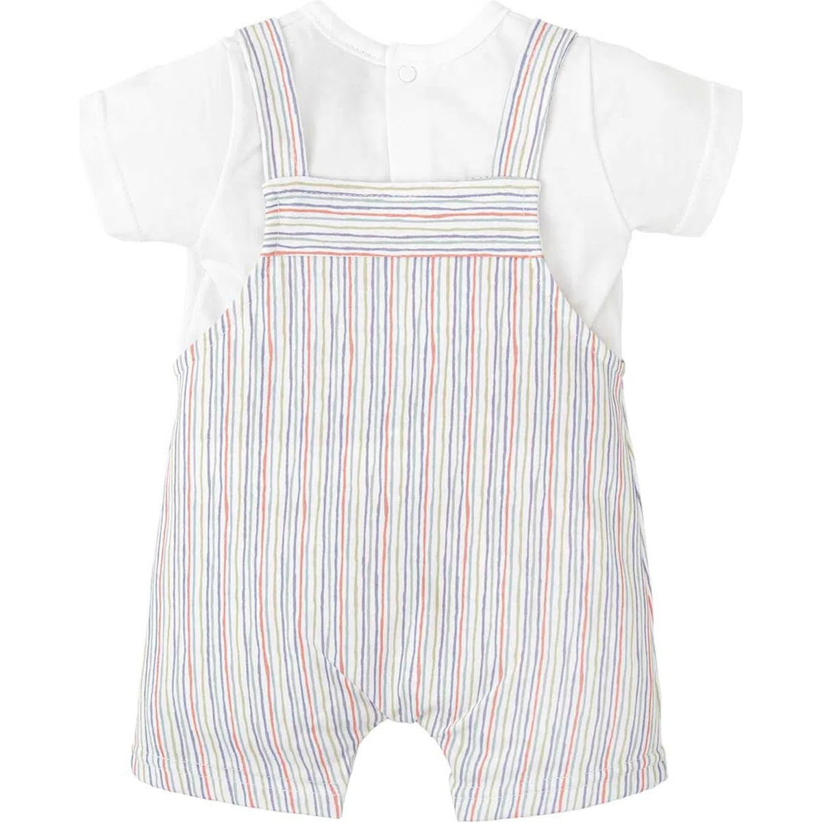 BABIDU Conjunto Bebé Con Peto Corto Y Camiseta, Estampado Rayas Multicolor Conjunto Bebé con Peto Unisex bebé