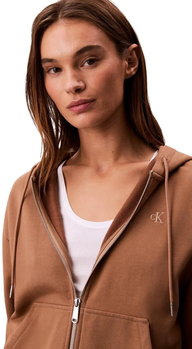 Calvin Klein Sudadera con Cremallera Mujer Archive Logo French Terry con Capucha