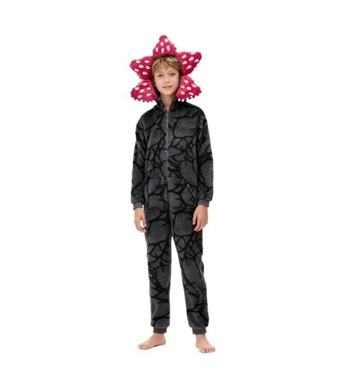Genérico Pijamas con Capucha 3D, Pijamas Unisex de Navidad Demogorgon Onesie, Disfraces de Invierno de Lana for Cosplay, Albornoz de una Pieza de Navidad