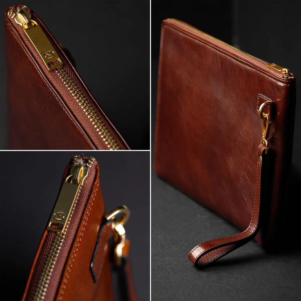 Time Resistance - Bolso de mano de cuero para hombre - Organizador de muñeca - maletín hecho a mano en Italia