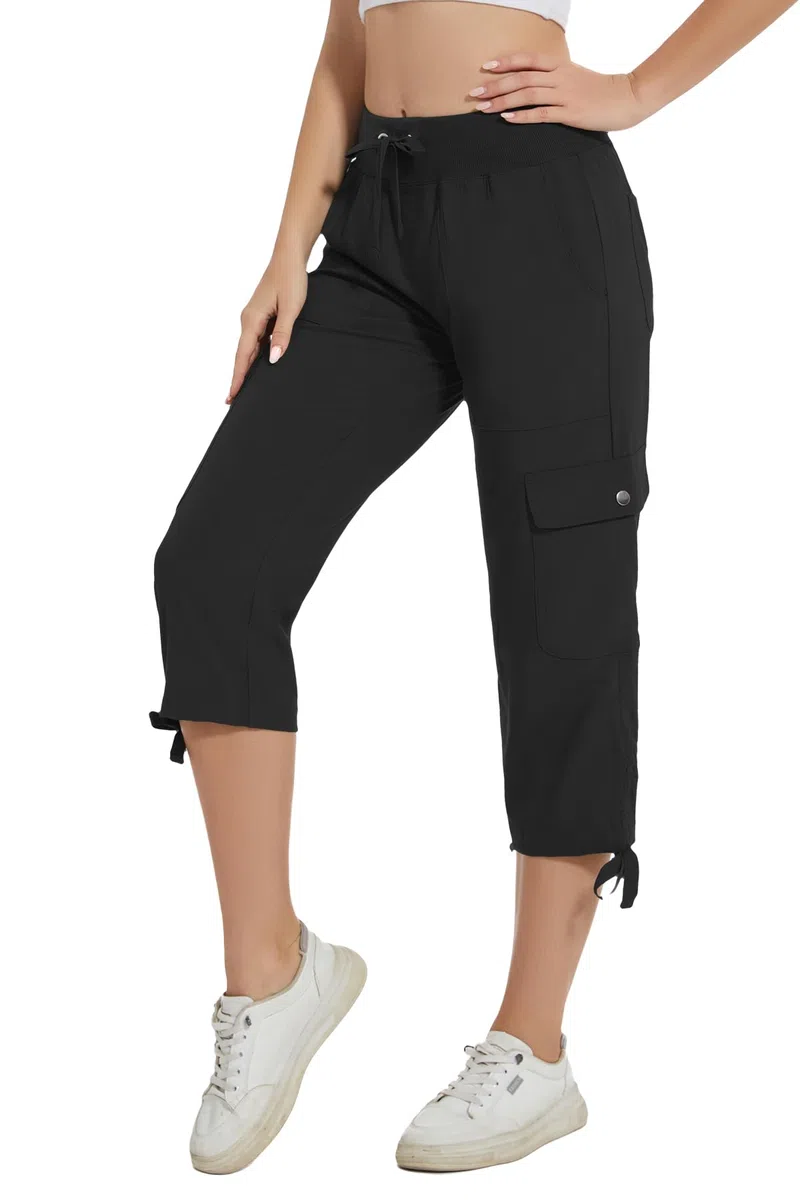 Huayuzh Pantalones cargo capri para mujer, pantalones de senderismo, pantalones 3/4, pantalones cargo de verano, ligeros, transpirables, atléticos, viajes, informales, para exteriores