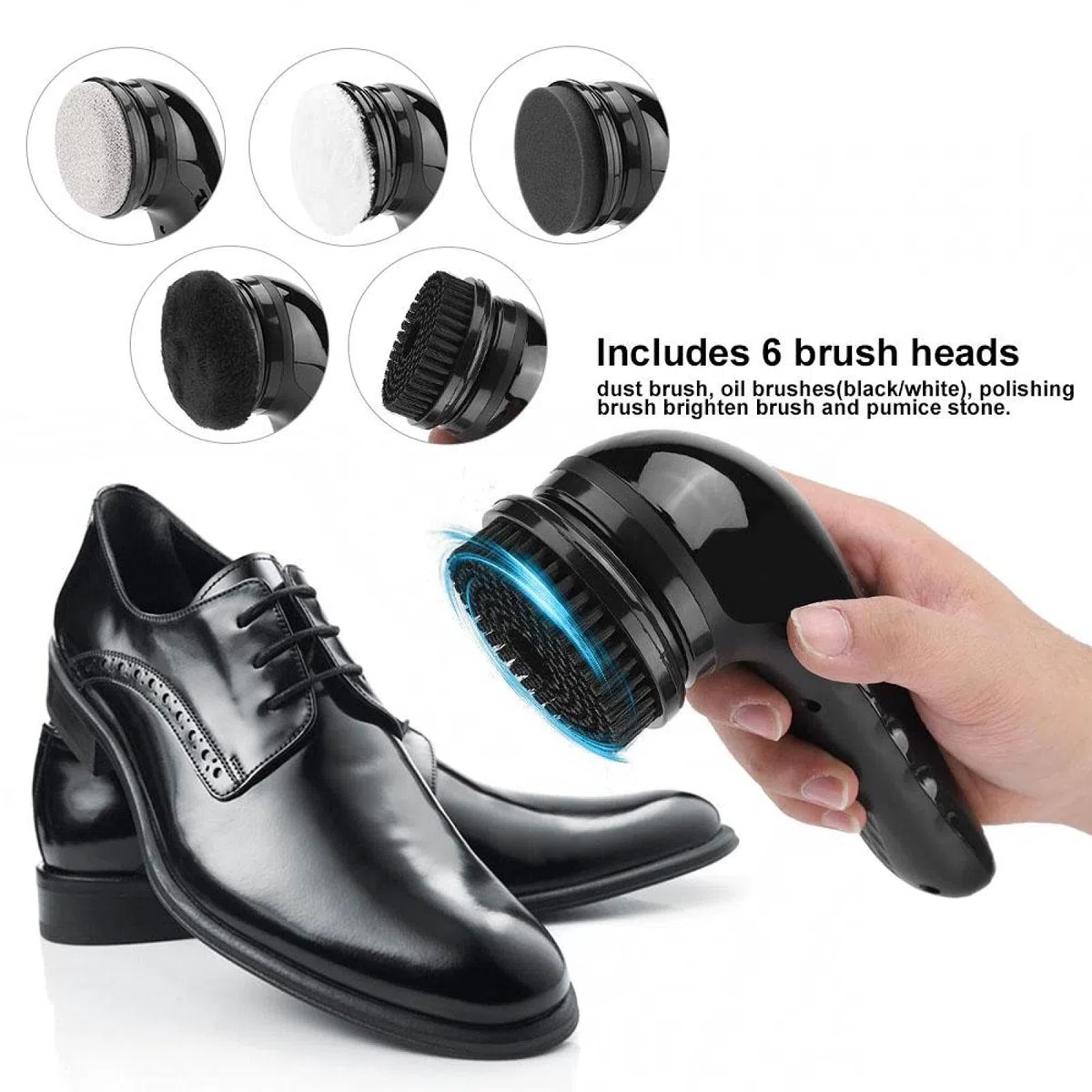 Kit eléctrico para lustrar zapato, Ceradora de zapato eléctrica, Cepillo recargable por USB, Pulidor multifuncional