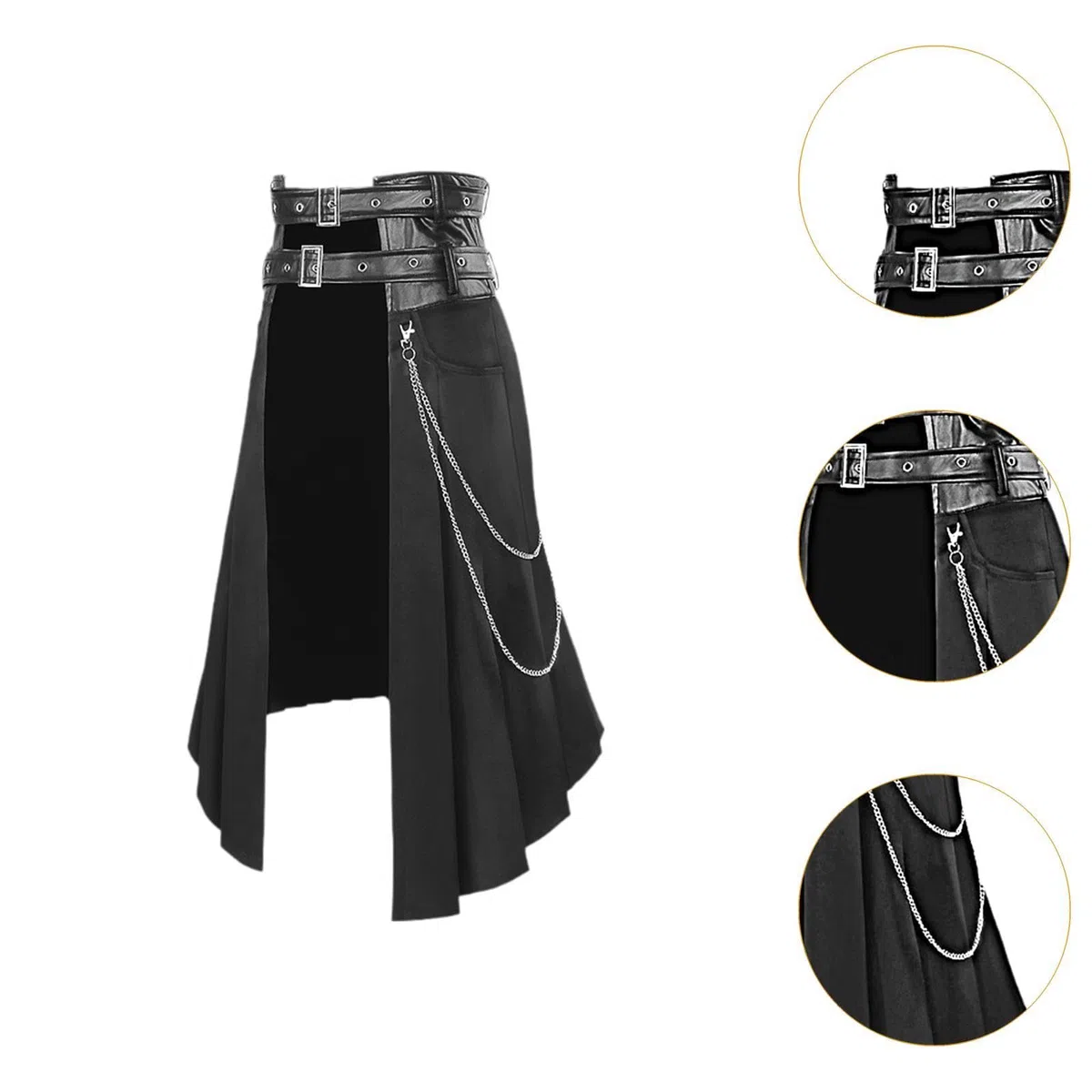 Falda para hombre Estilo vintage Cinturón ajustable Cosplay Falda diaria