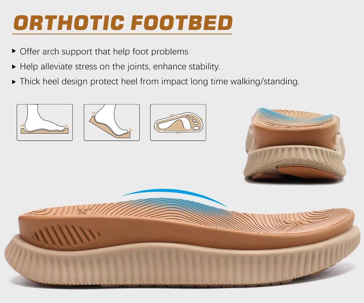 KuaiLu Chanclas OrtopéDicas Mujer Almohadillas Gruesas RecuperacióN Tela Sandalias Verano Slip On Esterilla Yoga Deporte Senderismo CóModas Fascitis Plantar Soporte Arco Playa