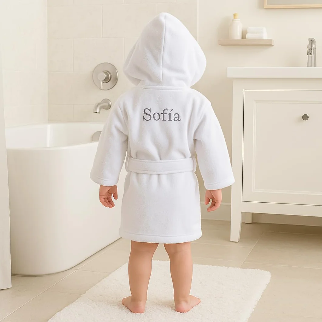 BebeDeParis Albornoz Bebé | Regalos para Bebes Recien Nacidos Personalizado con el Nombre bordado en Gris Rosa o Azul | 0 a 18 meses | 100% Algodón muy Suave + Accesorios