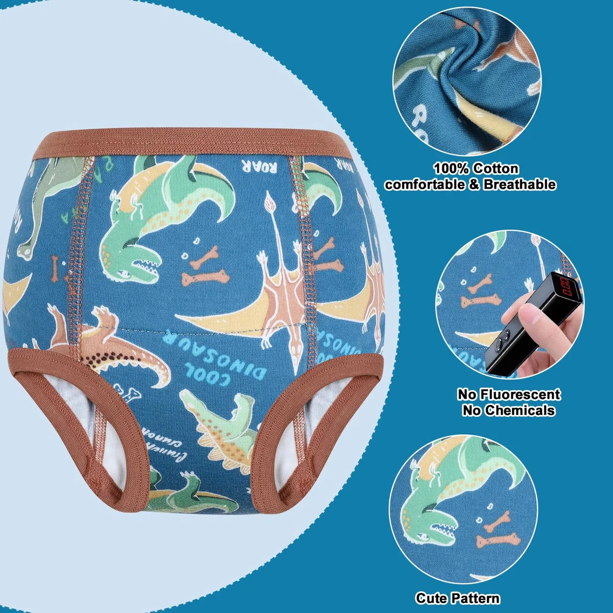 MOEMOE BABY Bragas de Aprendizaje Calzones de Entrenamiento Reutilizables Calzones de Entrenamiento para niños (6 Paquetes) Azul 7 años