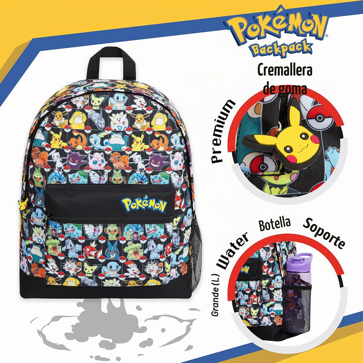 Pokémon Mochilas Escolares Pikachu Pokeball Mochila Escolar Niño Adolescente Bolso Escolar Viaje Colegio Deporte Anime Regalo para Niños