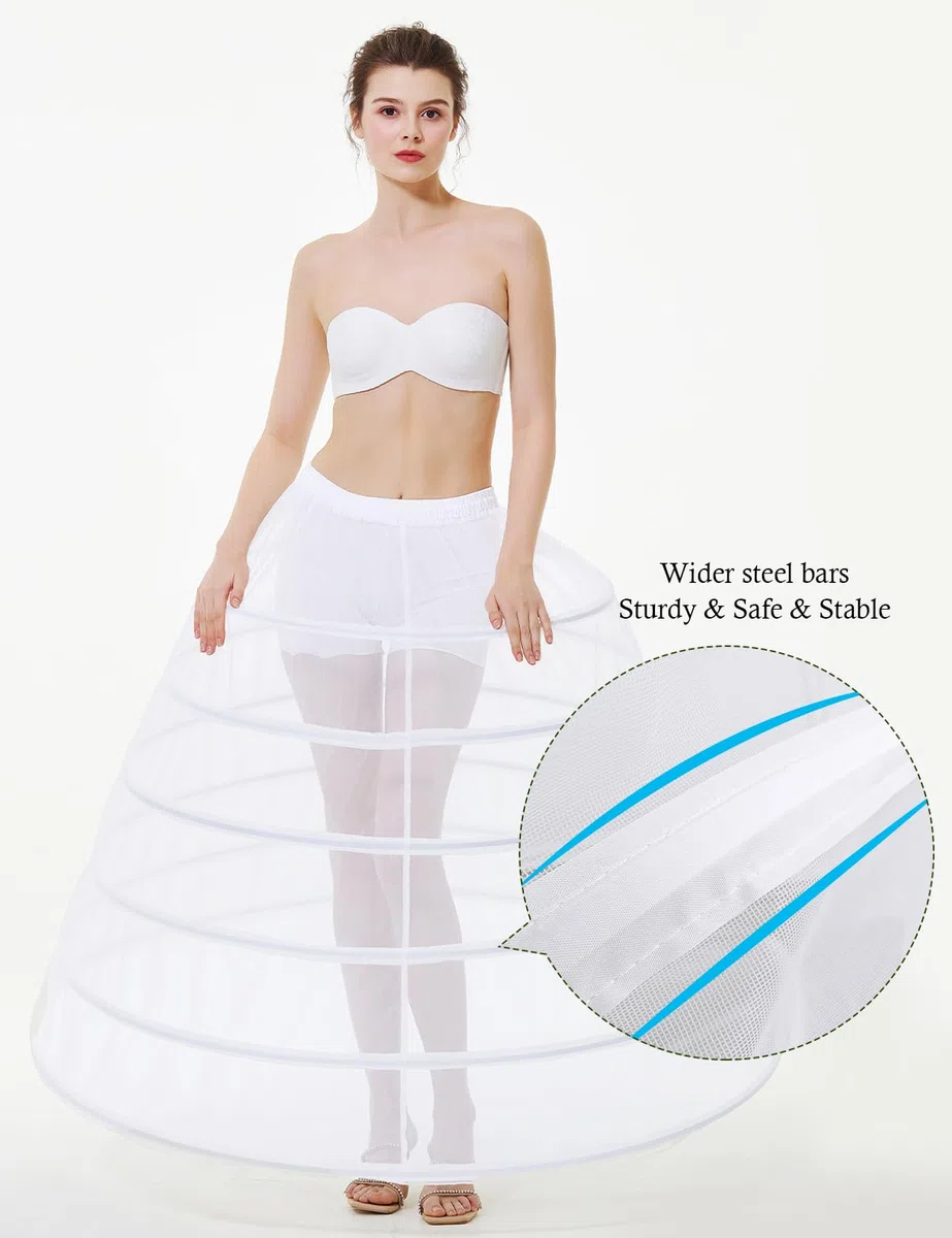 BEAUTELICATE Cancan Mujer Crinolina Enaguas para Vestidos Faldas Novia Halloween Carnaval Blanco 6 Aros