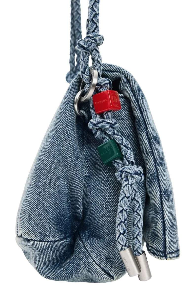 Desigual bolso bandolera bolso de hombro Half Logo Venecia 4.0 Crossbody Bag Denim Raw gris azulado