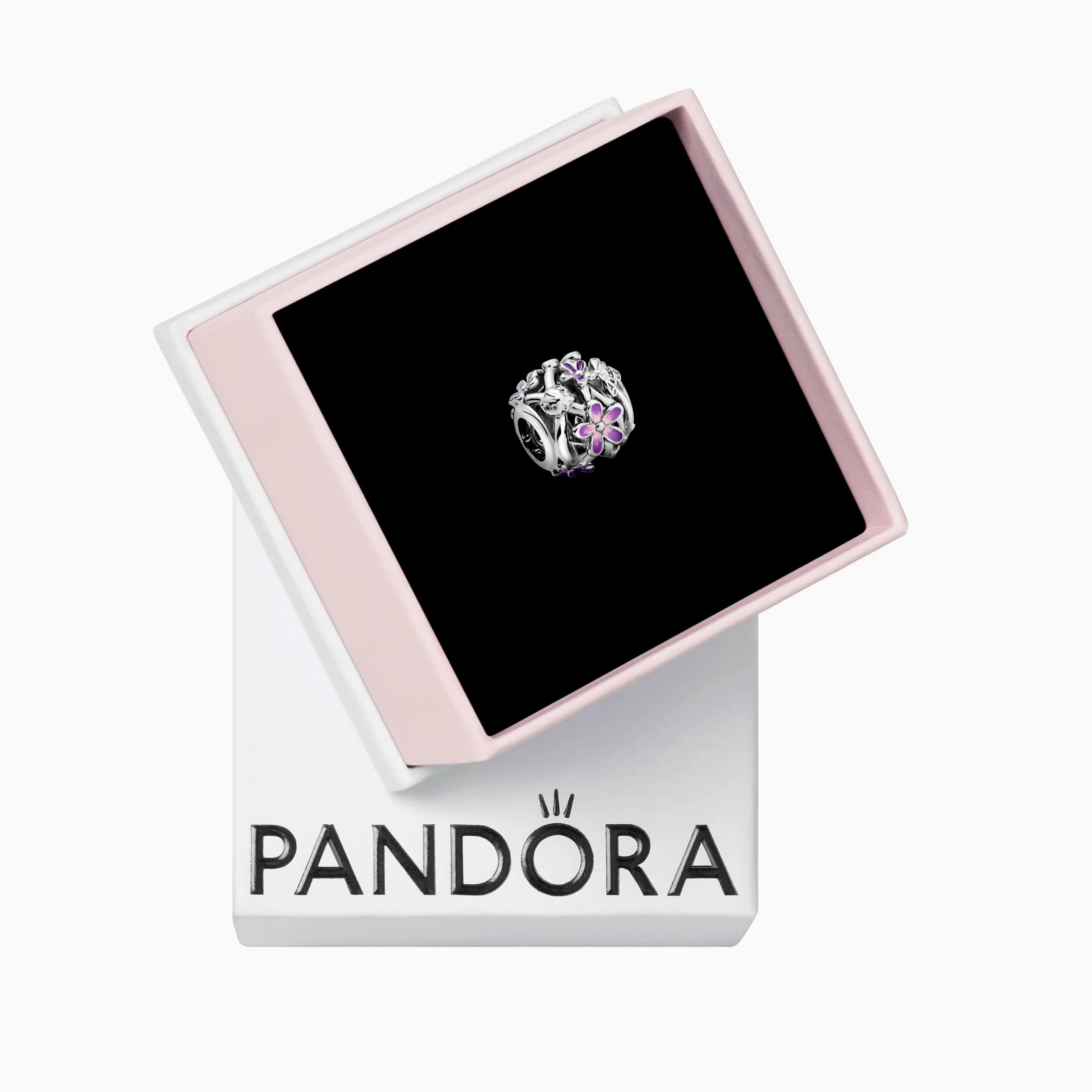 Pandora Moments Women's Sterling Silver Openwork Purple Daisy Charm