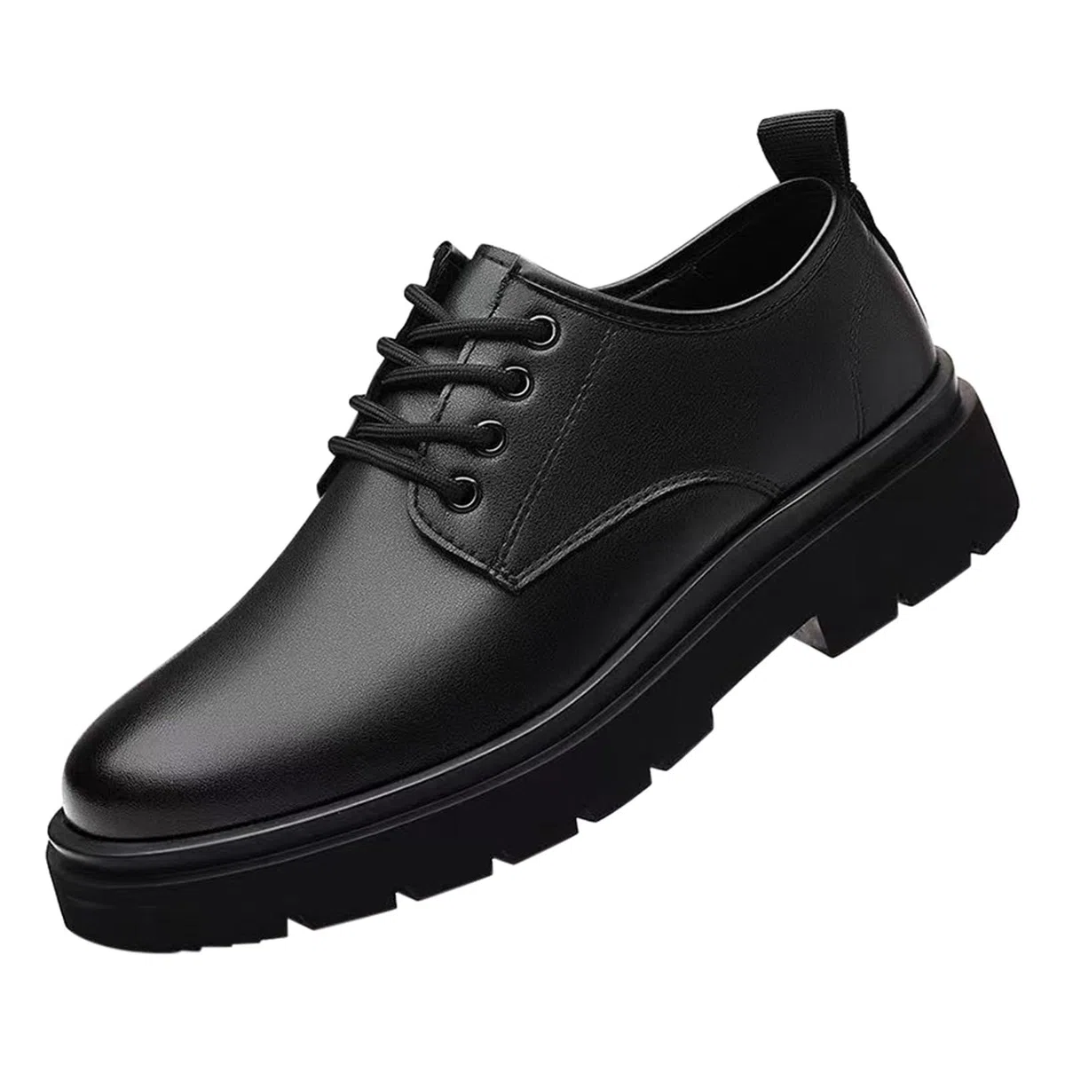 Zapatos de cordones de primavera y cabeza grande para hombre, suela suave, versátil, formal negro, antideslizante, zapatos casuales de cuero de negocios, zapatos altos blancos para hombre