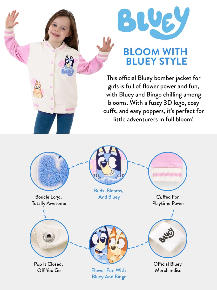 Bluey Chaqueta Bomber, Chaqueta Niña Con Mangas Largas, Hermosas Chaquetas Para Niña De Invierno O Verano