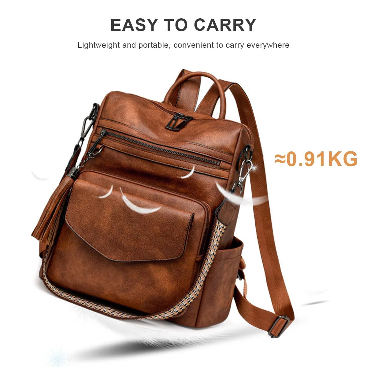 SONARIN PU Bolso Mochila Mujer,Impermeable Moda Mochila Damas con Monedero Mochilas Casual Bolso de Mano,Bolsa de Hombro Convertible para Viaje Escolar Trabajo(Blanco + Marrón)