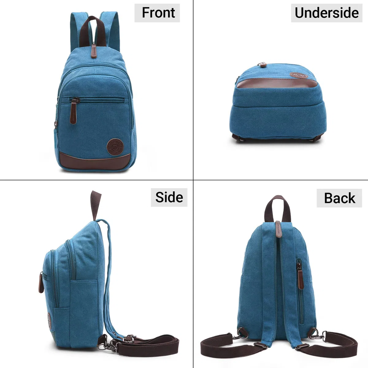 VARLIVOO Retro Sling Bag Bolsos de Hombro para Hombre Bolsos Cruzados Bandolera Bolsa de Pecho Crossbody Bolsa Senderismo Viajes Deportes al Aire Libre Cámping Ciclismo Montañismo Lona Cielo Azul