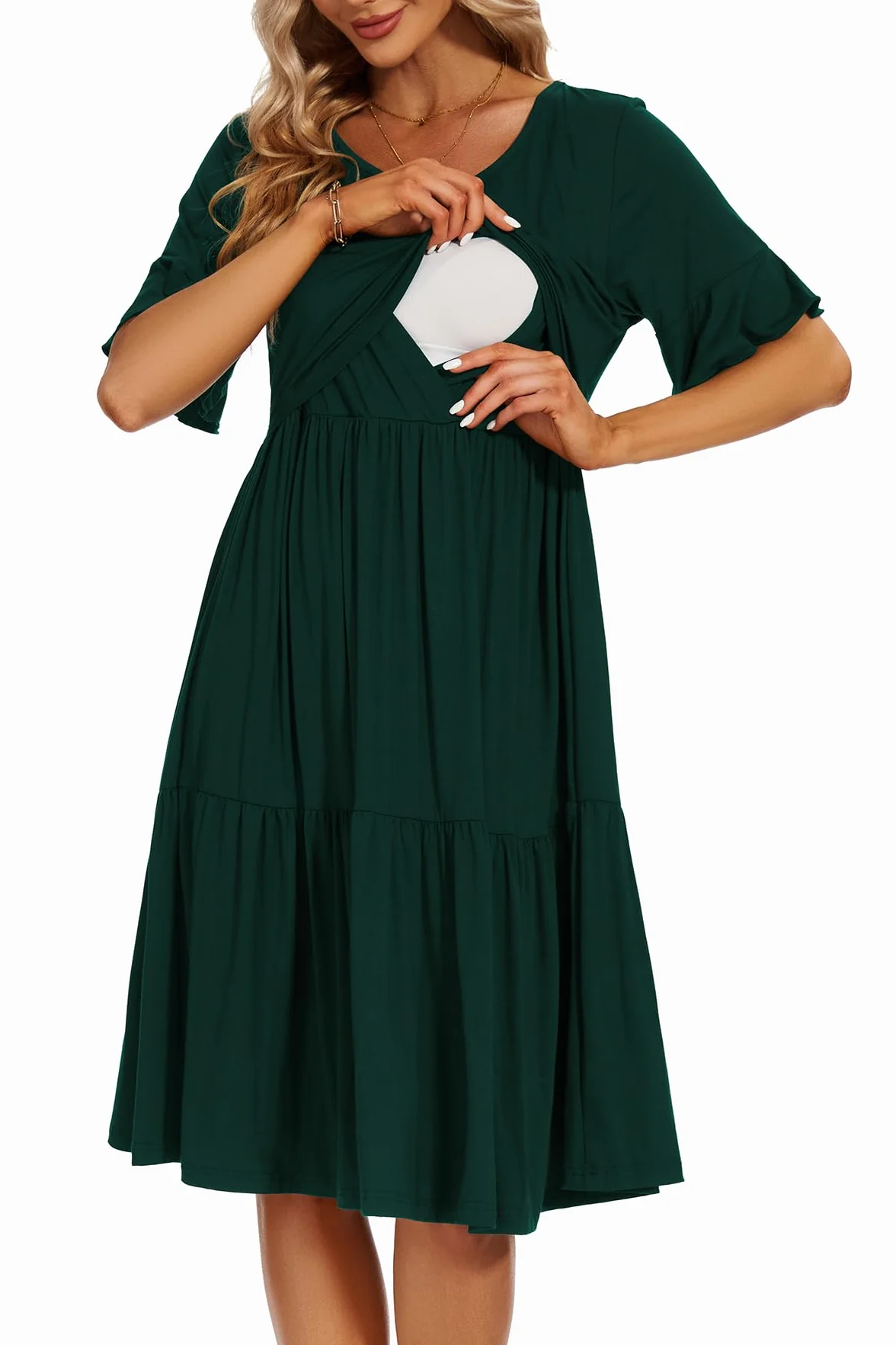 Smallshow Vestidos Boda Lactancia Mujer Manga Corta Vestido Premama
