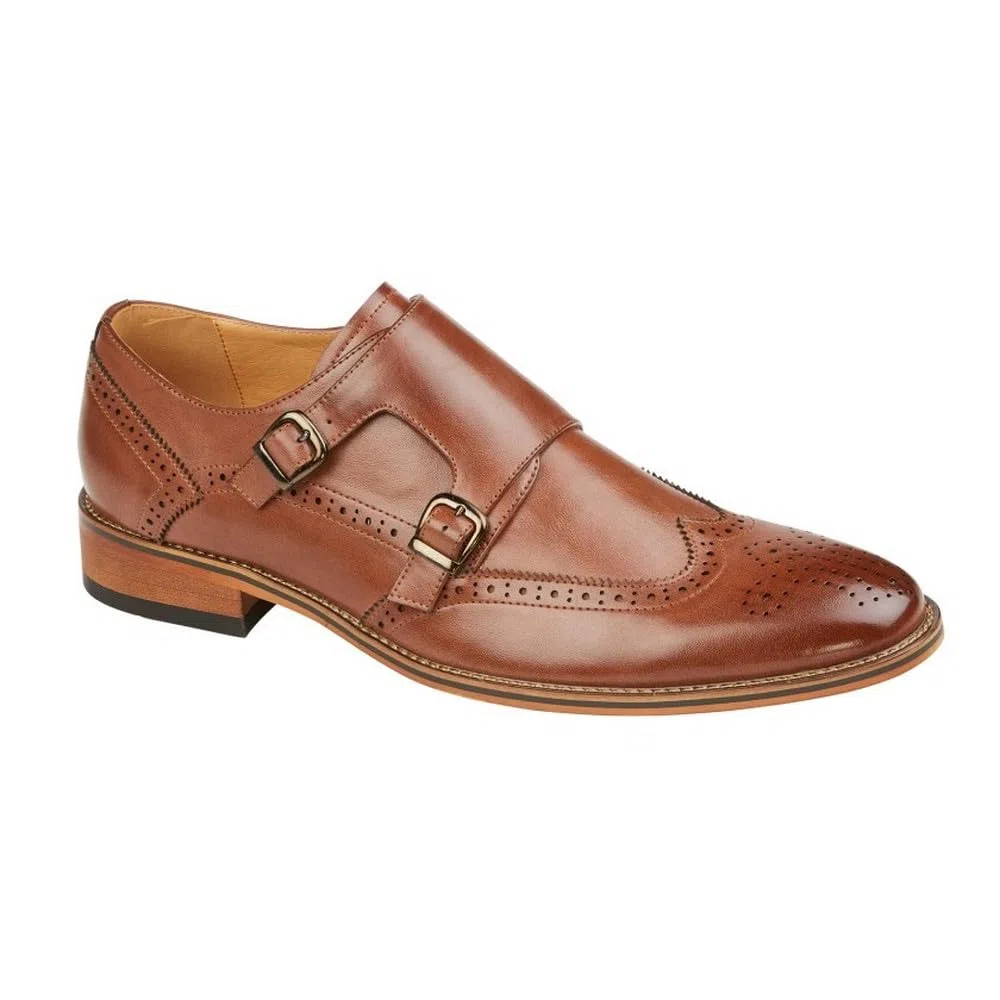 M429BD Zapatos Brogue Monk con doble hebilla para hombre Oxblood