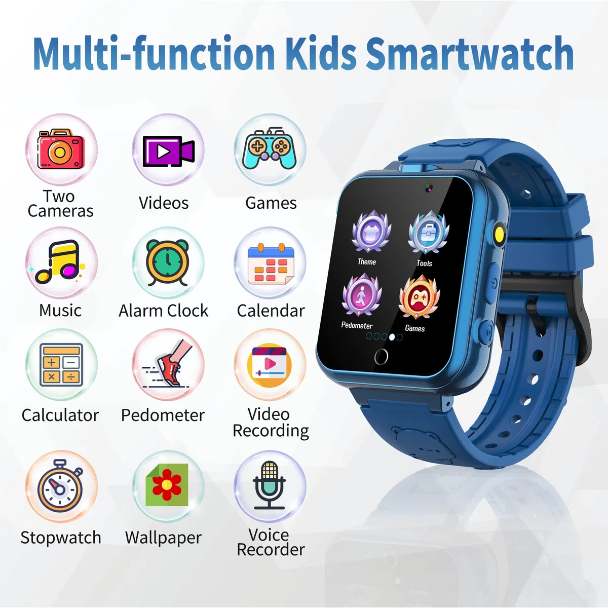 24 Juegos Reloj Inteligente Niño, Reloj Juegos Niños Niñas con Linterna, Podómetro, Dual Cámara, Despertador, MP3 Música, Calculadora, Reloj Inteligente Niño Niña de 4 a 12 Años Regalo de Cumpleaños