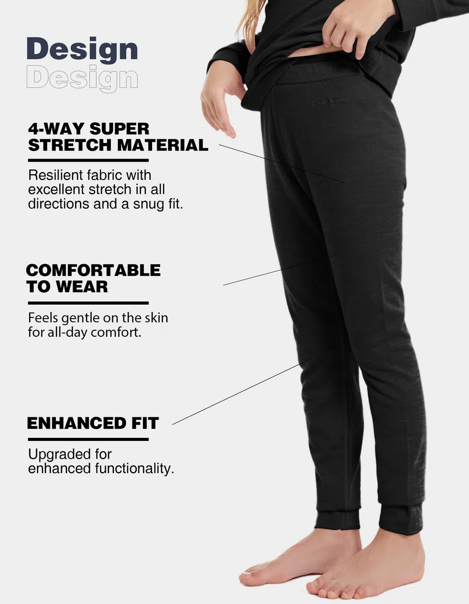 Pantalones de lana merino para niños, leggings térmicos para niñas y niños, ropa interior de invierno unisex