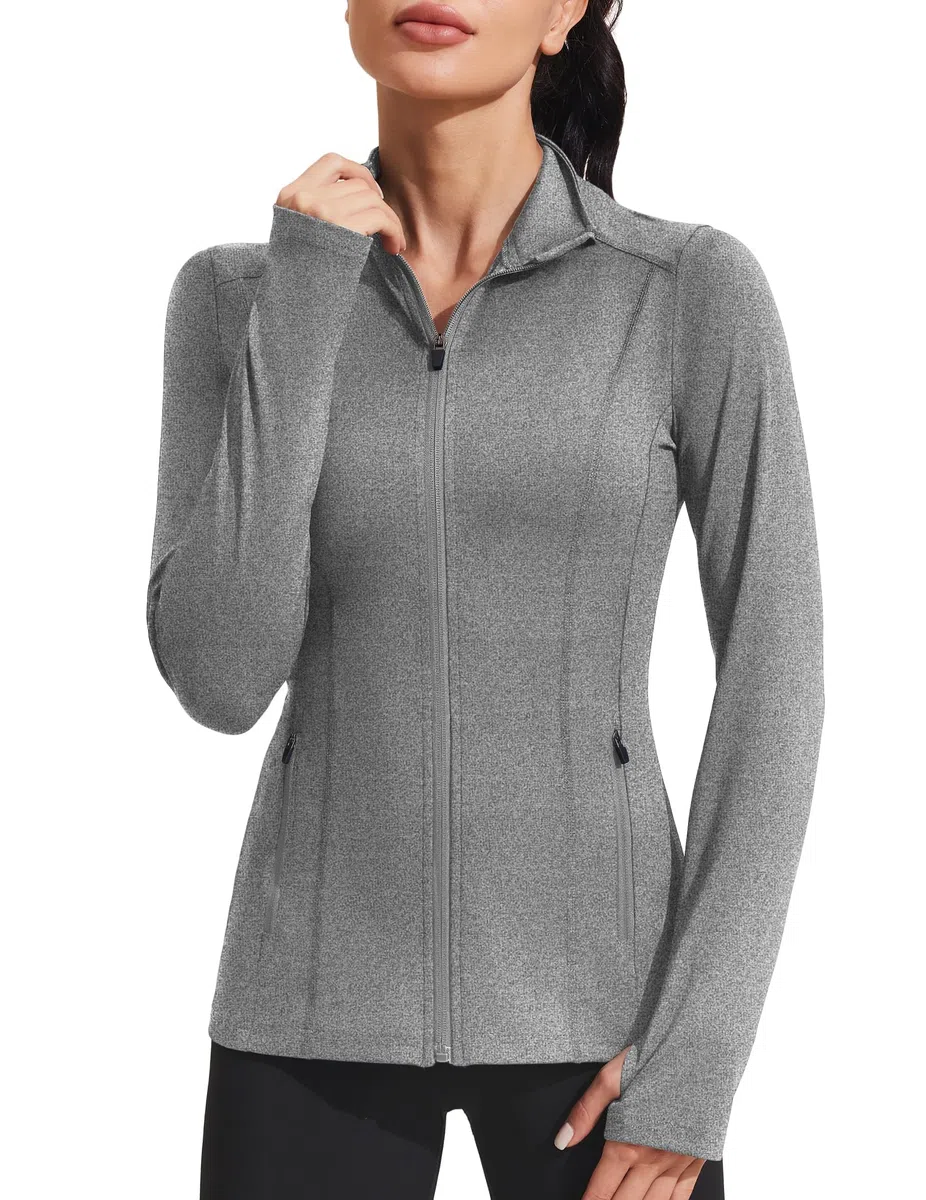 PINSPARK Chaqueta De Running Para Mujer Chaqueta Deportiva De Manga Larga Chaqueta De Entrenamiento Transpirable Chaqueta Ligera Con Cremallera