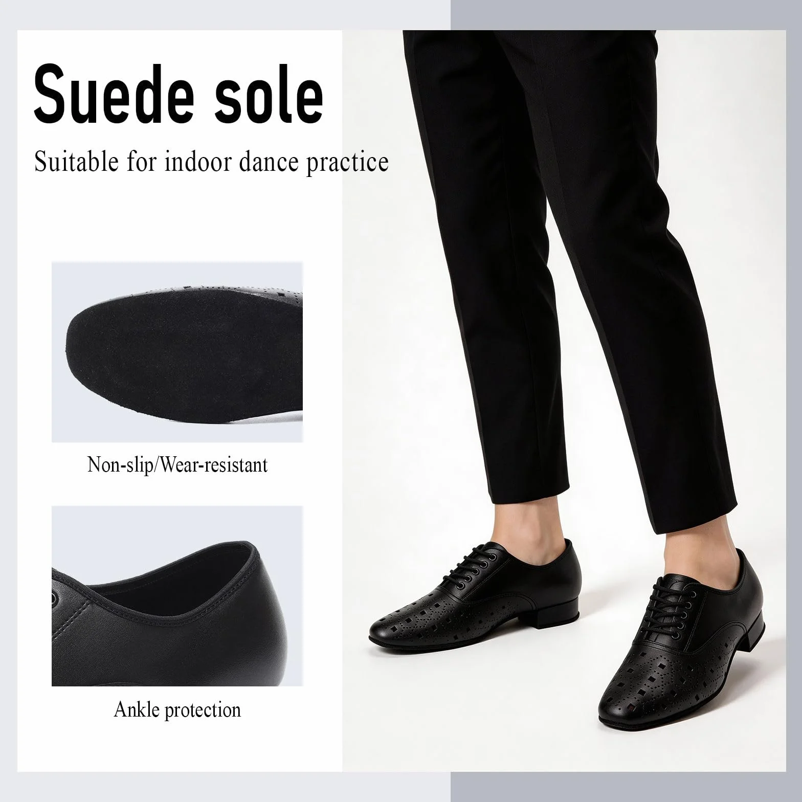 Zapatos de Baile Latino para Hombres Tacón Bajo Cordones Moderno Zapatos de Baile Práctic Tango Salsa Jazz