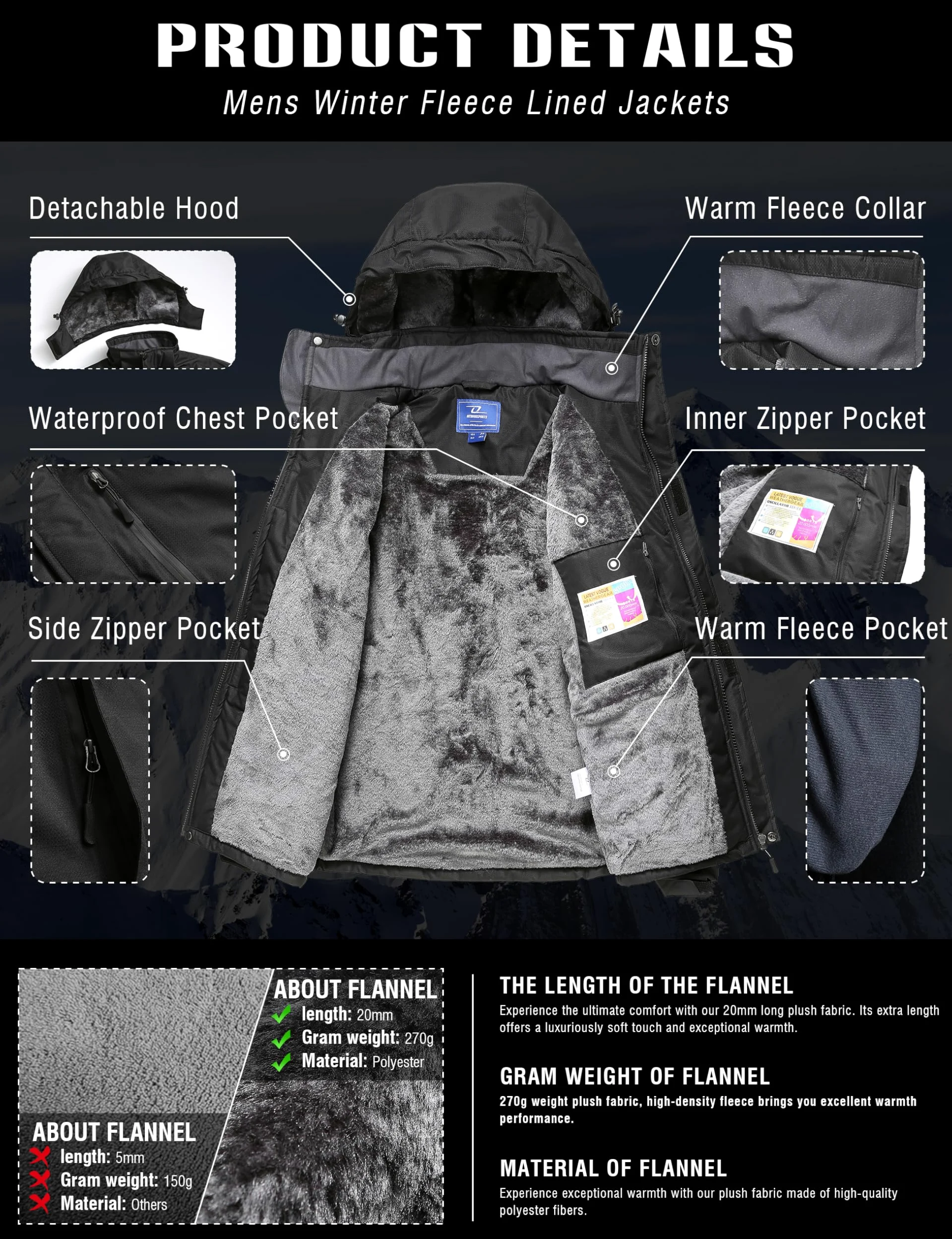 Cazadora Hombre Invierno De Snowboard Cálida Chaqueta Al Aire Libre Antiviento Hombres Chaqueta De Trabajo Chaqueta Impermeable Hombres Exteriores Abrigos Con Capucha