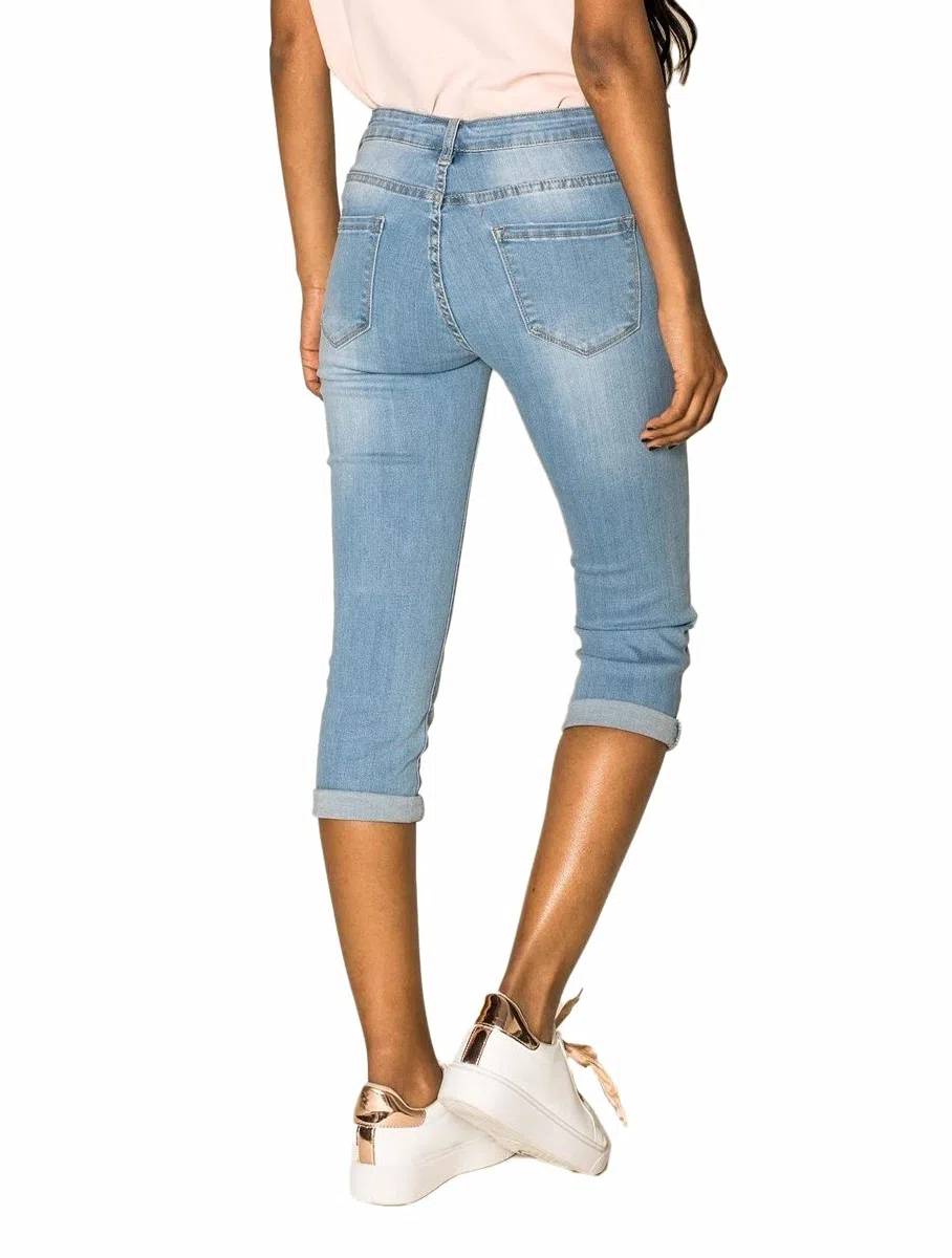 Nina Carter P132 - Pantalones vaqueros para mujer, corte ajustado, cintura alta, aspecto desgastado, efecto lavado