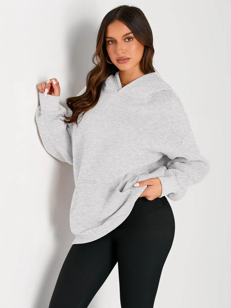 AUTOMET Sudaderas de gran tamaño con capucha de forro polar para mujer, mangas largas, camiseta tipo pulóver, conjuntos de otoño 2024 con bolsillo