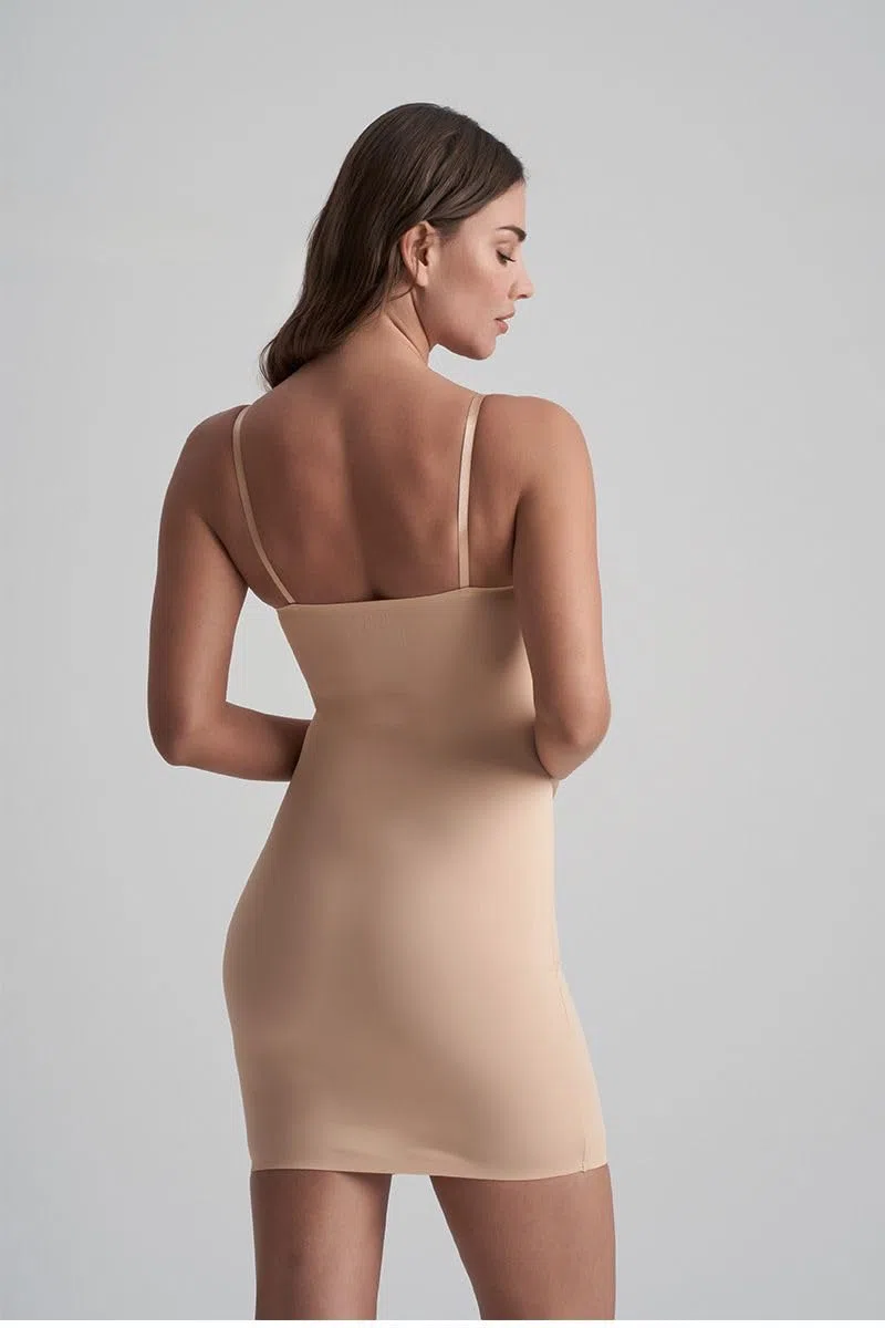 Bye Bra Vestido Lencero Invisible, Vestido Moldeador, Ropa Interior para Mujer, Faja Moldeadora para Mujer, Control De Barriga Ligero, Correas Ajustables, Beige/Marrón/Negro, S-XXL