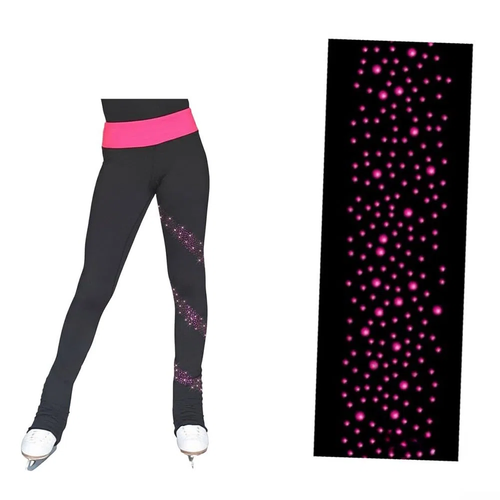 Pantalones para patinaje artístico para niños y adultos, leggings térmicos de forro polar negro, mallas de yoga para bailar, suaves y agradables a la piel